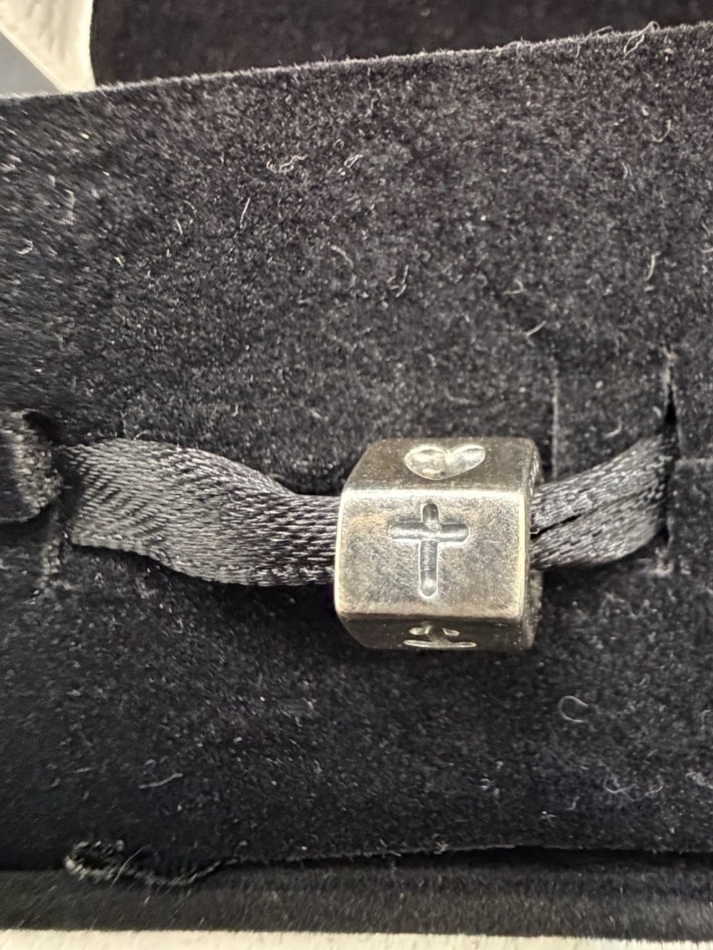 Silver Faith Hope Love Cube Charm – Cross Heart Anchor